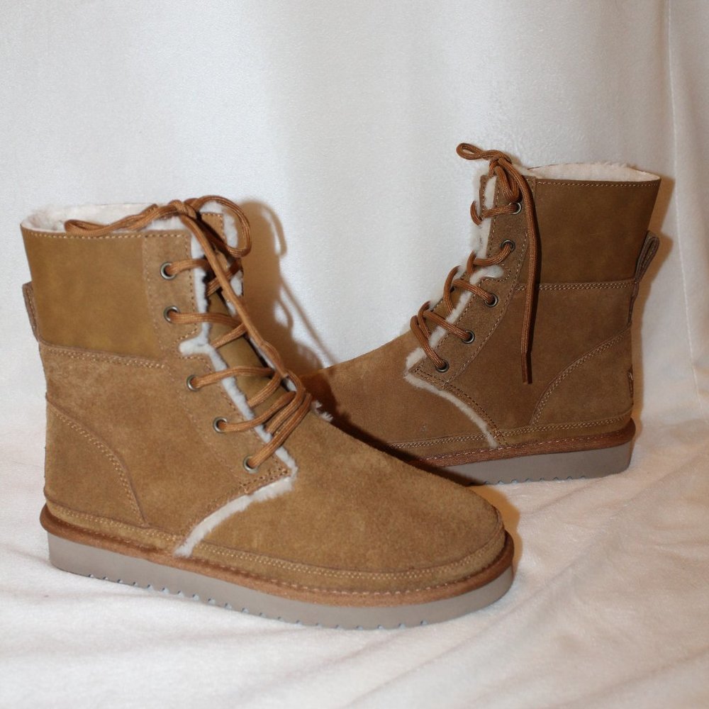 NEW UGG KOOLABURRA WOMEN'S‎ TALL ADVAY SUEDE FUR LINED ANKLE BOOTS CHESTNUT 7